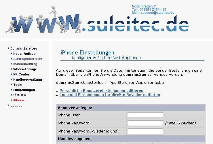 Domains mit dem iPhone Registrieren